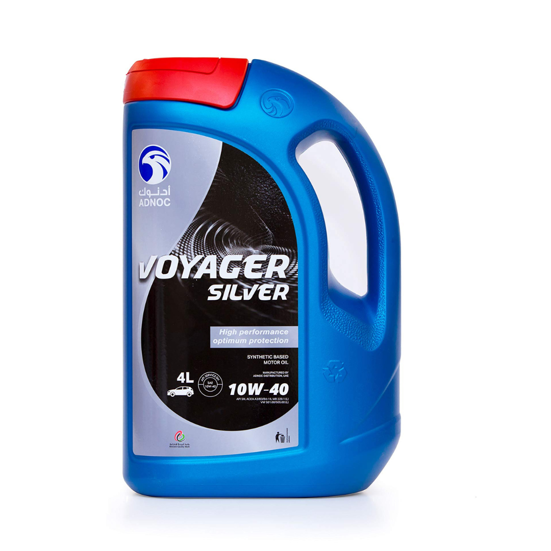 ADNOC VOYAGER SILVER 10w40 SN 4L ADNOC Voyager Silver 10W-40 SN 4L – Semi-Synthetic Engine Oil for Modern Petrol Engines - Image 1