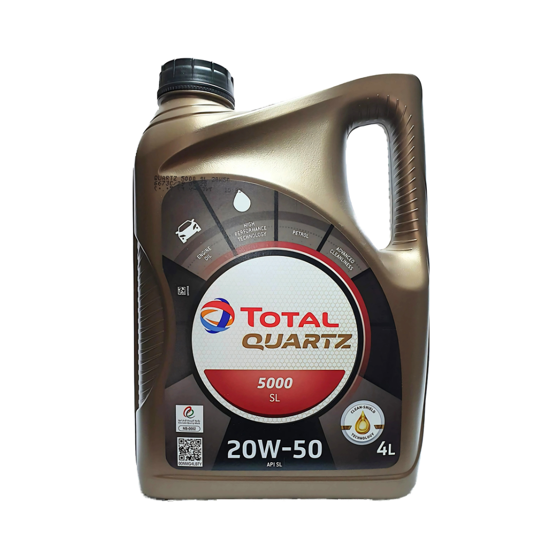 TOTAL QUARTZ 5000 SL 20w50 4L TOTAL QUARTZ 5000 SL 20W-50 Engine Oil – 4L | High-Performance Mineral Oil for Gasoline & Diesel Engines - Image 1