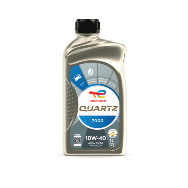 TOTAL QUARTZ 7000 10W-40 SN Engine Oil – 1L | Semi-Synthetic Motor Oil for Gasoline & Diesel Engines